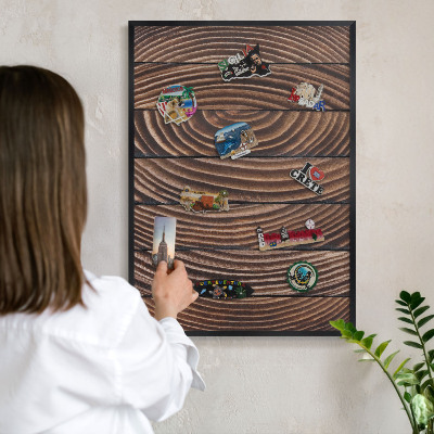 Panou magnetic mural decorativ cadru negru Structură din lemn