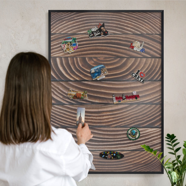Panou magnetic mural decorativ cadru negru Structură din lemn