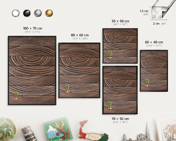 Panou magnetic mural decorativ cadru negru Structură din lemn