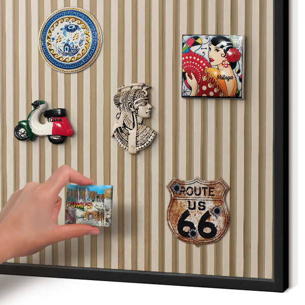 Panou magnetic mural decorativ cadru negru Șipci de lemn