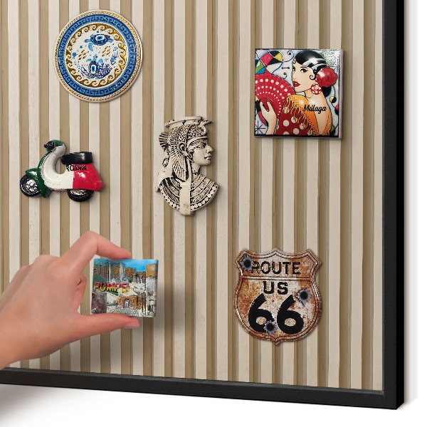 Panou magnetic mural decorativ cadru negru Șipci de lemn