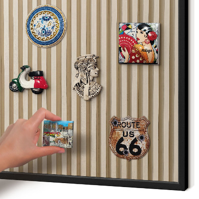 Panou magnetic mural decorativ cadru negru Șipci de lemn