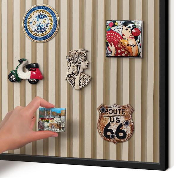 Panou magnetic mural decorativ cadru negru Șipci de lemn