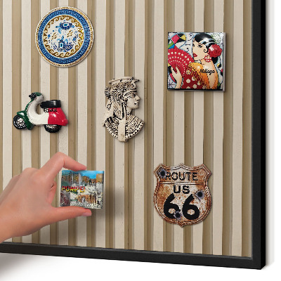 Panou magnetic mural decorativ cadru negru Șipci de lemn