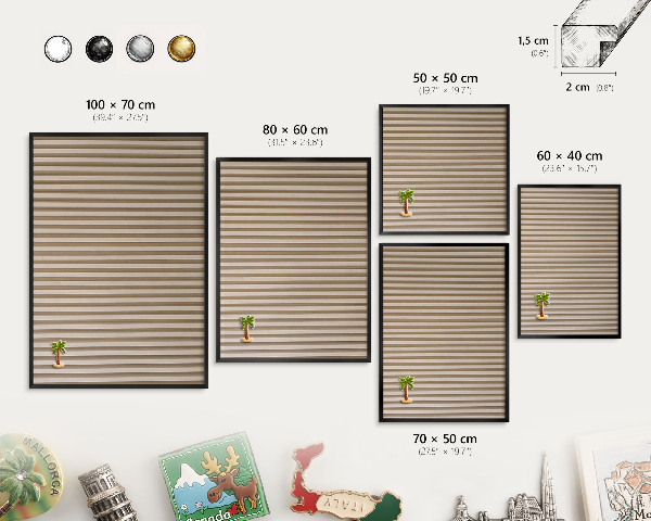 Panou magnetic mural decorativ cadru negru Șipci de lemn