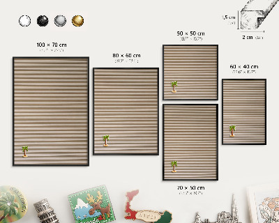 Panou magnetic mural decorativ cadru negru Șipci de lemn