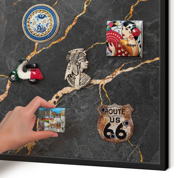 Panou magnetic mural decorativ cadru negru Panglici de marmură