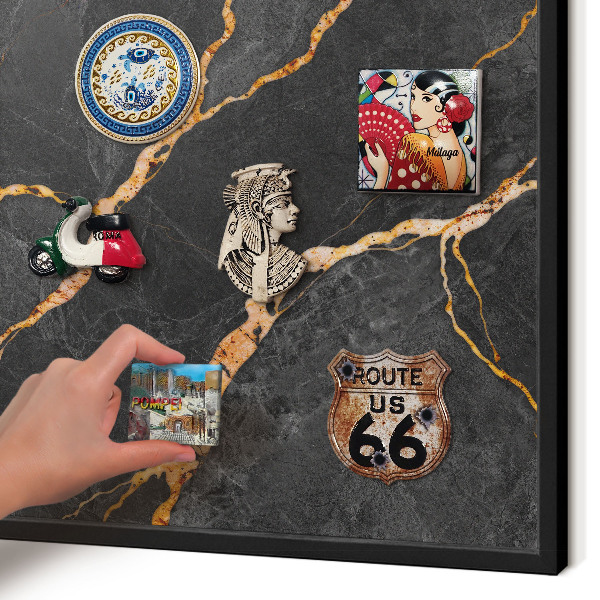 Panou magnetic mural decorativ cadru negru Panglici de marmură