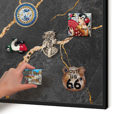 Panou magnetic mural decorativ cadru negru Panglici de marmură