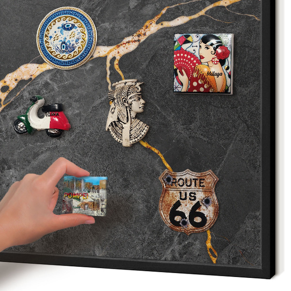 Panou magnetic mural decorativ cadru negru Panglici de marmură