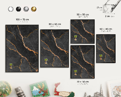 Panou magnetic mural decorativ cadru negru Panglici de marmură