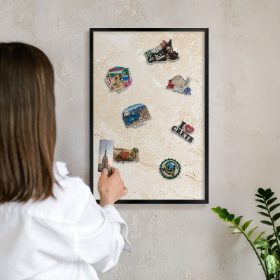 Panou magnetic mural decorativ cadru negru Marmură delicată