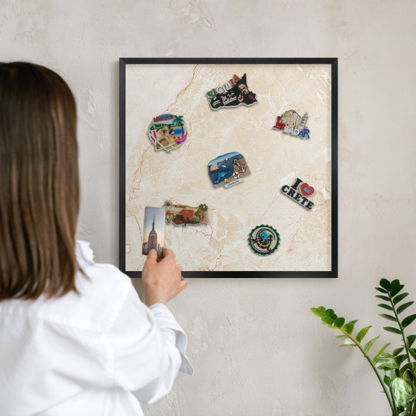 Panou magnetic mural decorativ cadru negru Marmură delicată