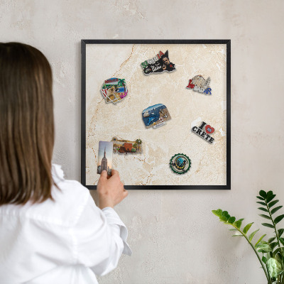 Panou magnetic mural decorativ cadru negru Marmură delicată