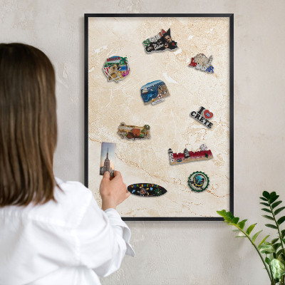 Panou magnetic mural decorativ cadru negru Marmură delicată
