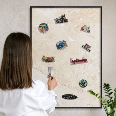 Panou magnetic mural decorativ cadru negru Marmură delicată