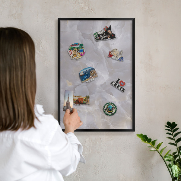 Panou magnetic mural decorativ cadru negru Eleganță gri