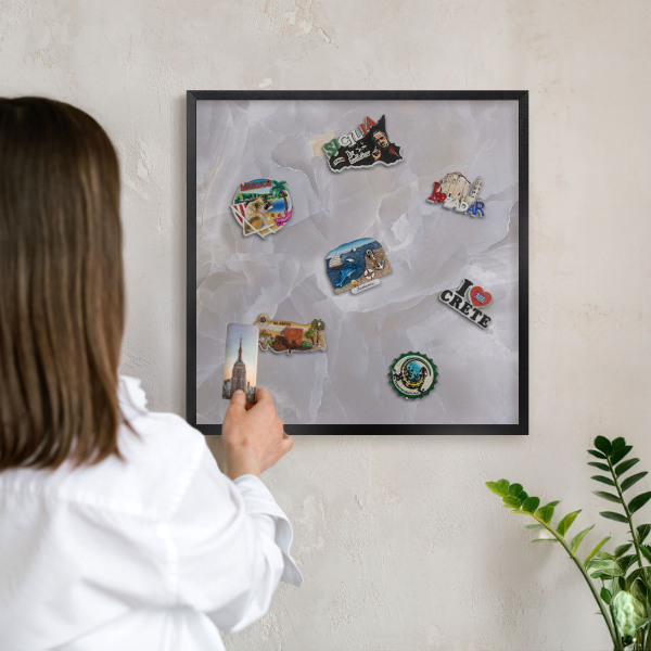 Panou magnetic mural decorativ cadru negru Eleganță gri