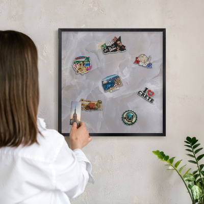 Panou magnetic mural decorativ cadru negru Eleganță gri