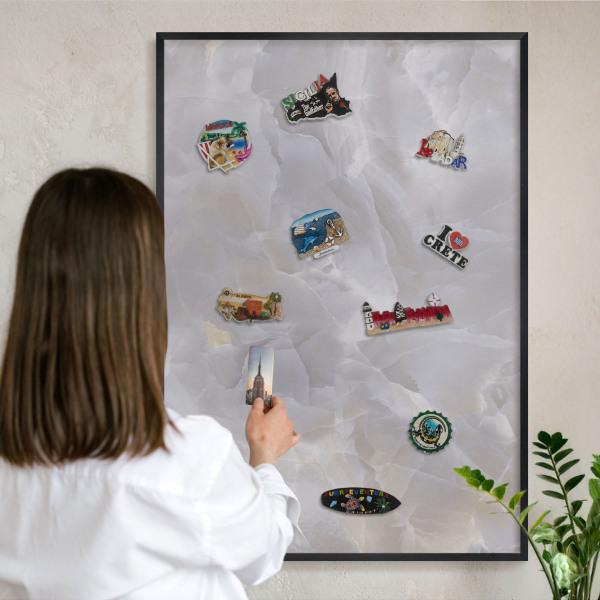 Panou magnetic mural decorativ cadru negru Eleganță gri