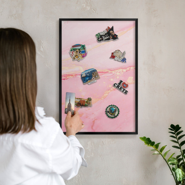 Panou magnetic mural decorativ cadru negru Eleganță roz