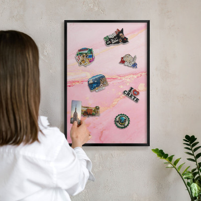 Panou magnetic mural decorativ cadru negru Eleganță roz