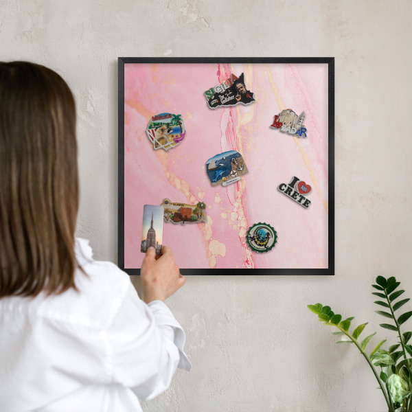 Panou magnetic mural decorativ cadru negru Eleganță roz