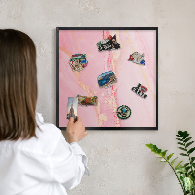 Panou magnetic mural decorativ cadru negru Eleganță roz