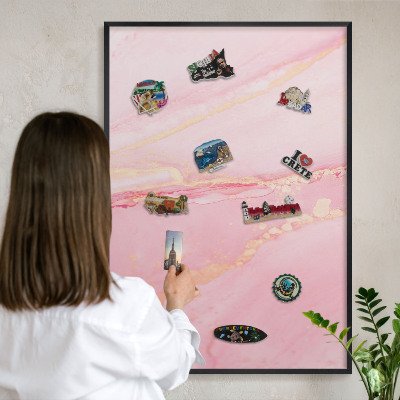 Panou magnetic mural decorativ cadru negru Eleganță roz