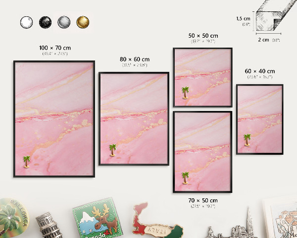 Panou magnetic mural decorativ cadru negru Eleganță roz
