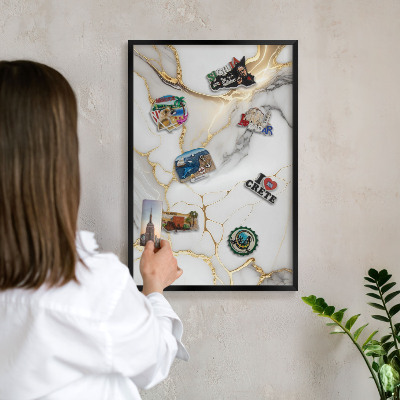 Panou magnetic mural decorativ cadru negru Marmură abstractă