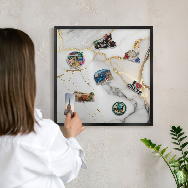 Panou magnetic mural decorativ cadru negru Marmură abstractă