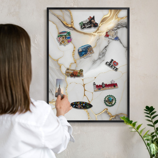 Panou magnetic mural decorativ cadru negru Marmură abstractă