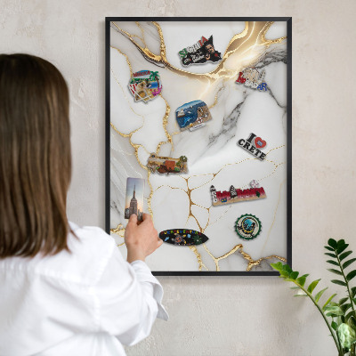 Panou magnetic mural decorativ cadru negru Marmură abstractă