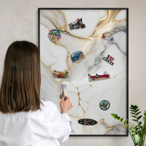 Panou magnetic mural decorativ cadru negru Marmură abstractă