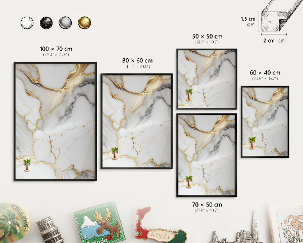Panou magnetic mural decorativ cadru negru Marmură abstractă