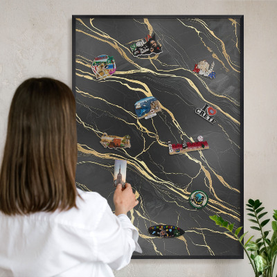 Panou magnetic mural decorativ cadru negru Valuri luxoase
