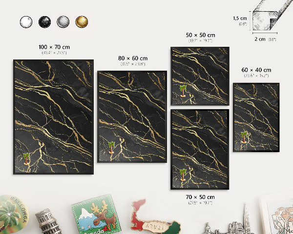 Panou magnetic mural decorativ cadru negru Valuri luxoase