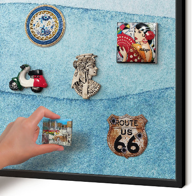 Panou magnetic mural decorativ cadru negru Valuri albastre
