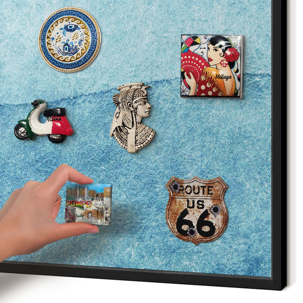 Panou magnetic mural decorativ cadru negru Valuri albastre
