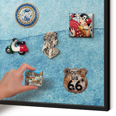 Panou magnetic mural decorativ cadru negru Valuri albastre