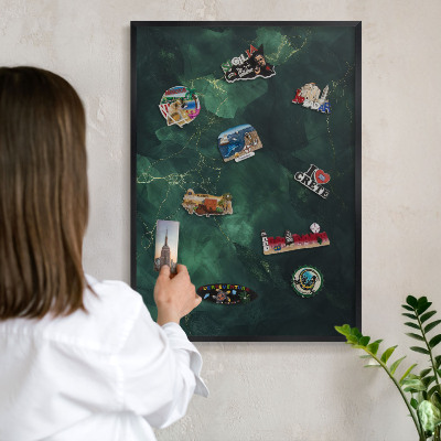 Panou magnetic mural decorativ cadru negru Adâncime verde