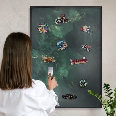 Panou magnetic mural decorativ cadru negru Adâncime verde