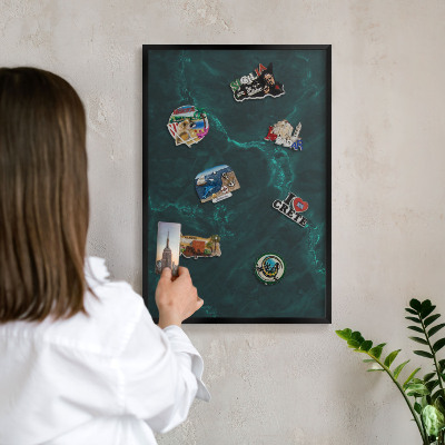 Panou magnetic mural decorativ cadru negru Adâncime verde