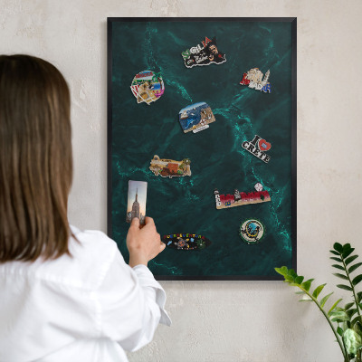 Panou magnetic mural decorativ cadru negru Adâncime verde