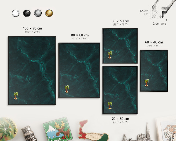 Panou magnetic mural decorativ cadru negru Adâncime verde