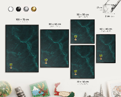 Panou magnetic mural decorativ cadru negru Adâncime verde