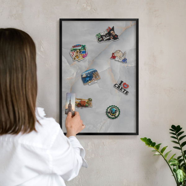 Panou magnetic mural decorativ cadru negru Vene gri