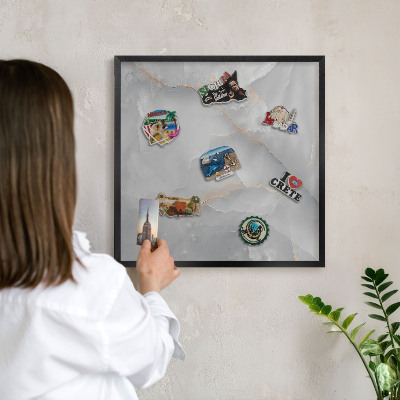 Panou magnetic mural decorativ cadru negru Vene gri