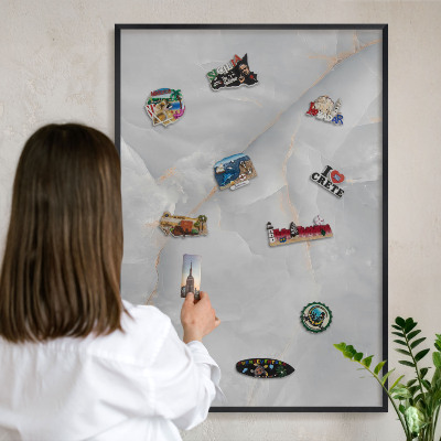 Panou magnetic mural decorativ cadru negru Vene gri